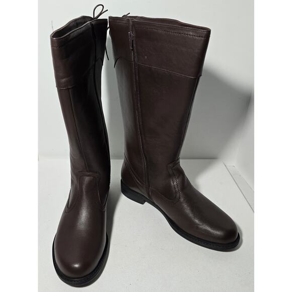 David Tate Women's Vermont Boots 13 W Brown Soft Leather Lace-Up Wide Calf NEW - Picture 1 of 10